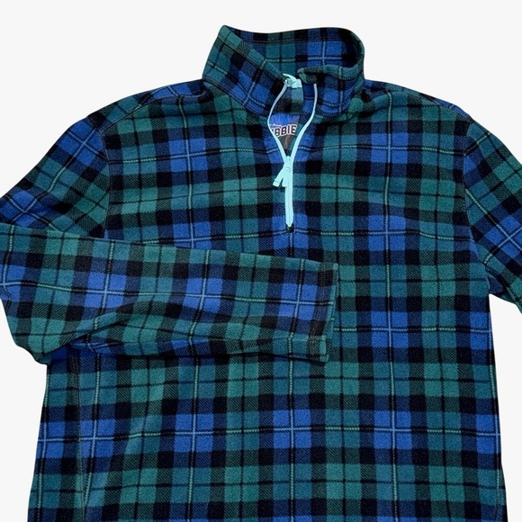 Chubbies plaid quarter zip pullover blue green men's large - Picture 1 of 7